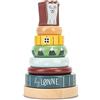 HEJ LØNNE! Torre impilabile in legno con anelli - Giocattolo didattico con 7 componenti a incastro - Torre in legno per bambini - Sviluppo di funzioni motorie e coordinazione