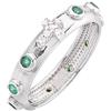 gioiellitaly Anello rosario argento 925 liscio grani e croce con pietre verdi e bianche Anello preghiera unisex Gioiello Uomo Donna