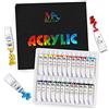 MozArt Supplies Colori acrilici - Acrilico 24 Colori in Tubetti da 12ml - Set Colori Acrilici per Pittura Professionali, Principianti e Bambini - Pittura acrilica per Tela, Ceramica, Sassi e Hobby
