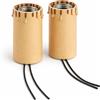 prometeo electronics Set 2 Portalampade E27 Candela in Legno Avorio Antichizzato 82mm con Supporto M10 - Ricambi per Lampadari, Candelabri e Applique Classiche