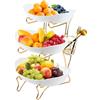 USENG Portafrutta da Tavolo in Plastica,Fruttiera 3 Ripiani in Plastica,Portafrutta a Ripiani con Supporto in Ferro Cesta Portafrutta,per Frutta Snack Dessert Torta,Portafrutta Moderna,Porta Verdure