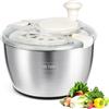 YIK TUNG Centrifuga per insalata in acciaio inox, 4,8 litri, con coperchio trasparente e fondo antiscivolo, lavabile in lavastoviglie