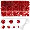 TOAOB THE ONE AND ONLY BABY TOAOB 1400 Pezzi Perle per Braccialetti Rosso Perle ABS Rotonde Decorative Perla per Bigiotteria Collane Artigianato Creazione Gioielli Fai Da Te 3mm a 14mm