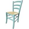 ZStyle Sedia Venezia Legno Colorata Ristorante Agriturismo Cucina Casa Paglia - Verde Blu Giallo Rosso (Celeste)