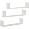 HOMCOM Set 3 Mensole da Parete Portaoggetti in Legno, Mensole da Muro per Soggiorno, Cucina e Cameretta, 80x18x18 cm, Bianco