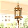 KAIKEA Lampada a sospensione in stile europeo a 1 luce, lanterna sospesa per esterni, lampadario per esterni in nero, finitura bronzo con vetro semitrasparente, lanterna da soffitto per esterni per portico