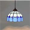 Yjmgrowing Lampade a Sospensione Stile Tiffany da 8 Pollici Lampadari a Sospensione in Vetro colorato mediterranei per la Lampada a Sospensione a soffitto del Bar del Ristorante,110-240V, E27,40W,Blu