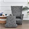 Highdi 2 Pezzi Copripoltrona con Orecchie Elasticizzato, Copridivano da 1 Posto con Fodera per Cuscino, Lavabile Rimovibile per Bar Soggiorno Camera da Letto Reception (Griglia Bianca Nera)
