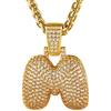 GOLDCHIC JEWELRY Collana Lettera Bubble Collana Oro Iniziale M con CZ, Collana Iniziale Bubble per Uomo e donna Collana Catena Acciaio Bling con Ciondolo Lettera Bubble M