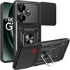 MEMELOKA Cover per Realme GT 6 5G/GT 6T 5G, Custodia Protettiva Militare Antigraffio + Cavalletto in Metallo Rotante a 360°, Antiurto Custodia con Slidable Fotocamera Proteggi, Nero
