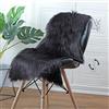 HLZDH Pelle sintetica di pecora,Cozy Sensation come vera lana Tappeto in pelliccia sintetica, Man-Made Luxury Tappeto da divano, cuscino (50 x 80 cm), colore: nero