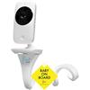 Flexi Loop - Supporto flessibile per monitor per Motorola BT Arlo Hello Baby Angelcare Tommee Tippee con filettatura a vite con cartello per auto per bambino (bianco e bambino a bordo)