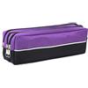 YNR Arpan Triplo Tasca Zip Rettangolare Grande Tessuto Astuccio - Scuola Make-Up (Nero) - Viola