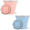 Bavooty Silicone Bicchiere Pieghevole,Tazza da Viaggio Pieghevole,Tazza Pieghevole Retrattile,180ML Bicchiere Pieghevole da Viaggio,2Pcs tazze in Silicone Pieghevoli con 2Pcs Moschettone per Picnic,Campeggio