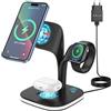 Lovcoyo Caricatore Wireless 5 in 1, Stazione di Ricarica Rapida da 15W per Apple Watch e iPhone, Caricatore Induttivo per iPhone Serie 15/14/13/12, per Apple Watch 8/7/6/5/4/3/2/SE e per AirPods 3/2/Pro