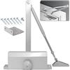 MARIE Chiudiporta Automatico Idraulico con Fermo, Tenere Aperto, EN2/3/4 Chiudiporta a Molla Regolabile, Tampone Chiuso per uso Commerciale e Domestico 60-85 kg Porta Certificazione EN1634-1 Argento