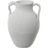 DRW Vaso da tavolo con manici in ceramica bianco e grigio rustico 22x23x30 cm