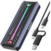 Inateck RGB Custodia SSD M.2 NVMe SATA, USB 3.2 Gen 2 (10 Gbps) Custodia con Supporto UASP Trim per SSD NVME/SATA 2242/2260/2280 (Chiave M/M&B), Installazione Senza Attrezzi (Fino a 4 TB), FE2024
