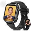 Minilandia Smartwatch per Bambini 4G, Video HD e Chiamate, Smartwatch per Bambini con Chat Familiare, SOS, GPS, Gioco, modalità Lezione, Contapassi, Regali per Ragazze e Ragazzi (Nero)