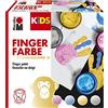 Marabu 0303000000086 - Set di Colori a Dita Kids Star Shine con 4 Colori da 100 ml, Vegano, Lavabile, per Bambini dai 3 Anni in su