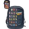 Fantastiko Zaino Scuola Stumble Guys Nero Rotondo + Astuccio 3 Zip Completo + Omaggio Portachiavi