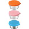 DHWEKU Contenitori per Condimenti,3 Pezzi 50 ml Contenitore per Salsa in Acciaio Inossidabile, Contenitore Cibo con Silicone Coperchio, Mini Contenitore Riutilizzabile Tazze per Salsa