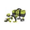 Ryobi KIT TRAPANAO AVVITATORE A PERCUSSIONE E SMERIGLIATRICE ANGONALE ART. R18PDAG-242S RYOBI