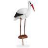 Relaxdays Figura da Giardino a Forma di Cicogna, Decorativa, Allontana gli Aironi, HxLxP: 80 x 22 x 64 cm, Bianco/Rosso