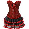 Kelvry Donna Sexy Gothic Lace up Vintage Corsetto e Bustiers Vestito con Gonna Plus Size