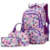 SellerFun Set di zaini da ragazza, motivo geometrico, scuola elementare, Junior, High, Università, borsa per la scuola, borsa per libri, Lilla-3 pezzi, 35 Liter
