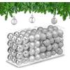Relaxdays Palline di Natale, Set da 96 Palle Opache, Lucide, Glitterate, HxD: 4x3 cm, Addobbi Albero Natalizi, Argentate