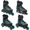 RAVEN 4in1 Inline Skates Pattini in linea Triskates Pattini a rotelle/da ghiaccio per bambini e adulti regolabili (Vella Black/Mint, 37-40 (23,5-26cm))