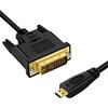 Twozoh Cavo da Micro HDMI a DVI, da Micro HDMI 1.4 a DVI 24+1 pin maschio a maschio supporto cavo 1080P Full HD (1.8M)