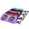 Hubulk 2 ciotole per cani in acciaio inox con tappetino antiscivolo in silicone antiscivolo + paletta per cibo per animali domestici e ciotole per l'alimentazione di cani di taglia piccola, media e