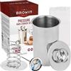 Browin 313115 Casseruola per prosciutto in Acciaio Inox, 1,5 kg, Colore Argento, Set con termometro per Cucinare e Sacchetti per la Produzione di salumi Fatti in casa, 11 x 11 x 18 cm, Inossidabile