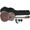 GEWA Chitarra classica, Chitarra Basic, corpo tiglio, tastiera in legno di pakka, meccaniche cromate, Set 4/4 colore noce, inclusa borsa, accordatore, plettri
