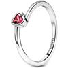 Pandora Anello a Pandora in Argento con Cuore di Zirconia Cubica Rossa