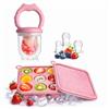 WeSweet Mangiatoia per dentizione per bambini dai 4 mesi in su, stampi in silicone per ghiaccioli con 3 ciucci extra, per sollievo dalla dentizione e alimentazione automatica dei bambini (gatto rosa)