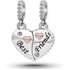 LSxAB Charm a forma di cuore dell'amicizia, compatibile con braccialetti Pandora, Metallo, Nessuna pietra preziosa