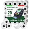 Maya Home & Garden Confezione da 20 Rotoli di Carta Termica POS 57x16mt - Rotoli POS di alta qualità compatibili con tutti i dispositivi 57x35x12 - Rotolini carta POS BPA free
