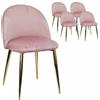 x 4 Sedia Velvet in Velluto Rosa Gambe Robuste Effetto Oro