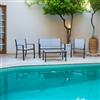Salotto 2 Posti con 2 Poltrone e 1 Tavolino Giardino Missouri Grigio