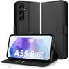 Hianjoo Cover Compatibile per Samsung Galaxy A55, Protettiva Portafoglio PU Pelle Libro Flip con Slot per Tessere e Supporto Pieghevole Custodia Compatibile per Samsung Galaxy A55 - Nero