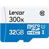 Lexar Scheda di Memoria 300x MicroSDHC da 32 GB con Adattatore, Classe 10, Bianco/Blu
