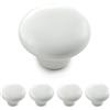 Ganzoo 4 pomelli per mobili porcellana ceramica bianca, rotondi 32mm profondità 23mm, superficie liscia e lucida, stile country vintage shabby chic, per cassetti, armadi e mobili ingresso