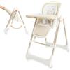 Twinly - Seggiolone Evolutivo 3 in 1 Movity: Seggiolone Pappa con Funzione Altalena e Dondolo per Neonati (0m+ - 15kg) Pieghevole e Regolabile Cintura di Sicurezza 5 Punti (Beige, Movity)