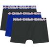 DIM Boxer Ecodim in Stretch Cotton Ragazzo Bambino x3, Blu/Nero/Nero, 12 Anni