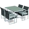 Biacchi Gianfranco srl Garden Friend Set Pranzo Bilbao Black Wasched struttura in acciaio, rivestimento in polyrattan set composto da 1 tavolo e 4 poltrone nero/grigio