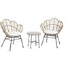 Biacchi Gianfranco srl Garden Friend Salotto Fiji in acciaio e polyrattan set composto da un tavolo e due sedie colore nero, naturale e bianco