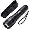 COSOOS Torcia LED Potente Professionale, Elettrica Torcia con Fondina, 5 Modalità, Zoomabile, IPX4 Impermeabile Torcia Tattica Militare per Campeggio, Escursione, Outdoor, Emergenza